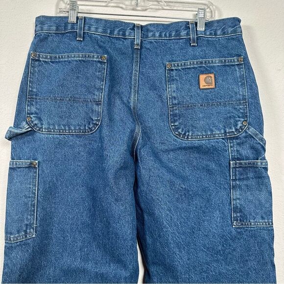 Carhartt Jeans Mens 38 X 32 Denim Double Knee Loose Original Medium Wash B73 DST - Picture 7 of 7
